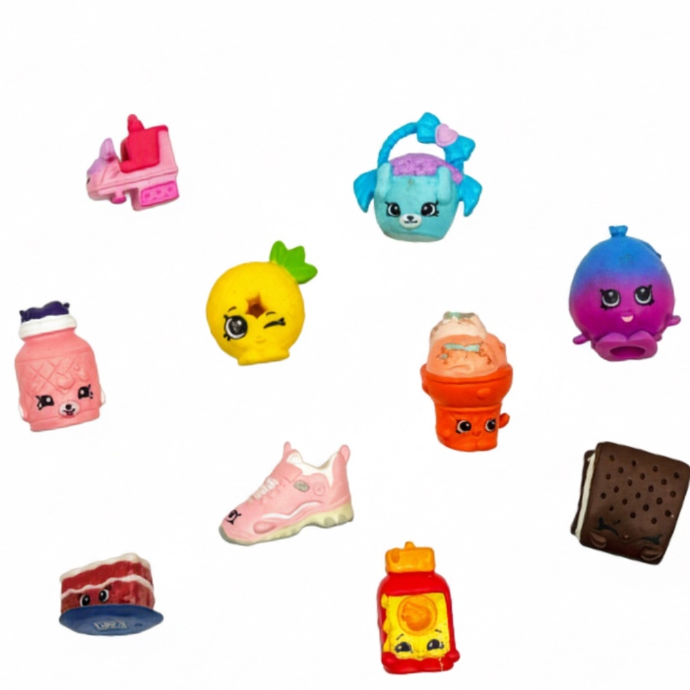 Shopkins Lot Food Characters Shoe Cake Ice Cream Basket Bundle